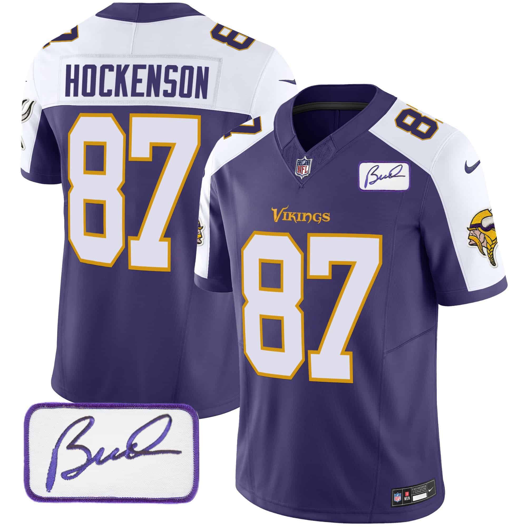 Men Minnesota Vikings #87 Hockenson Purple 2024 Nike Bud Grant Patch Classic Limited NFL Jersey style 4->indianapolis colts->NFL Jersey